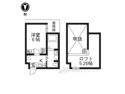 ウエスト9京都駅(1K/1階)の間取り写真