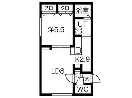 グランメール北32条(1LDK/2階)の間取り写真