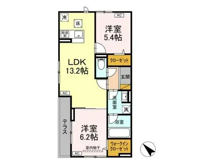 DーPLAISIR(2LDK/3階)の間取り写真