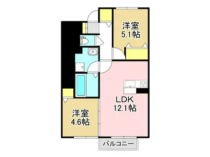 DーROOM 馬場山(2LDK/1階)の間取り写真
