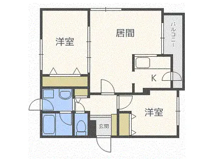 センティード北郷(2LDK/1階)の間取り写真