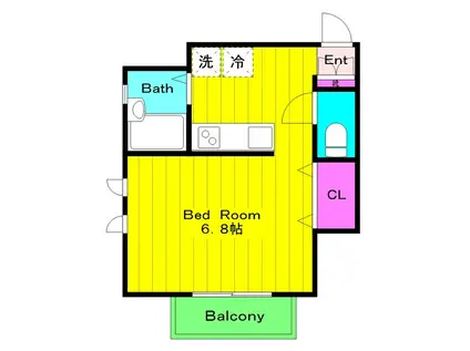 プレミールA(1K/2階)の間取り写真