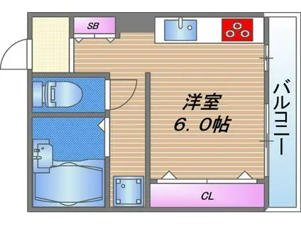 ベルビュー森ノ宮(ワンルーム/6階)の間取り写真