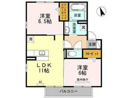 パルケ山口(2LDK/2階)の間取り写真