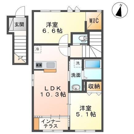 グッド フレンド ヴィレッジ(2LDK/2階)の間取り写真