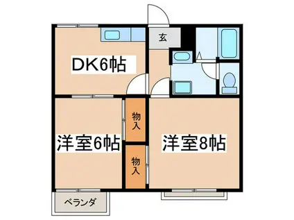 南鴨宮サニーハイツ(2DK/2階)の間取り写真