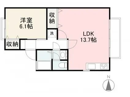 平石ハイツII(1LDK/2階)の間取り写真