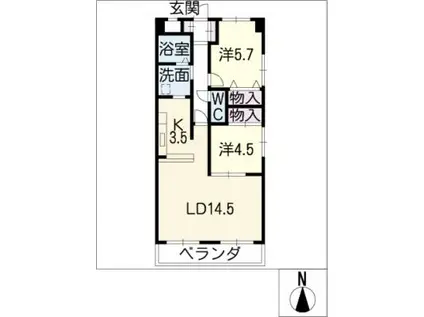 パークサイドM・I(2LDK/6階)の間取り写真
