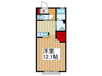 グラシューアン(ワンルーム/2階)の間取り写真