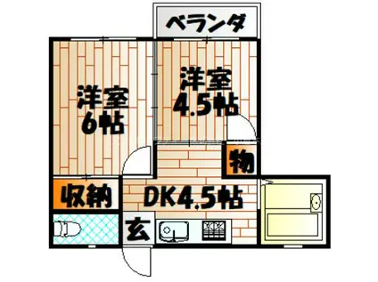 西小倉129(2K/4階)の間取り写真