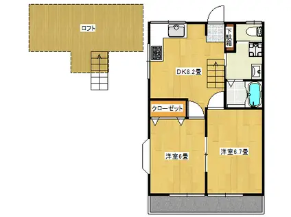 ドエル・フジII(2DK/2階)の間取り写真