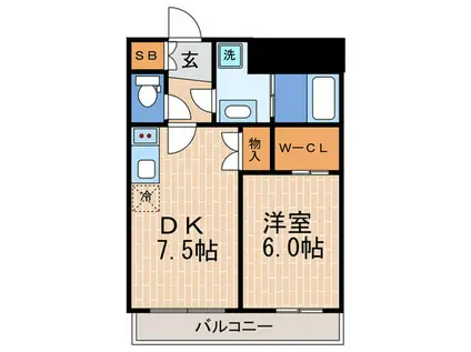 エステムコート神戸元町IIリザーヴ(1DK/7階)の間取り写真