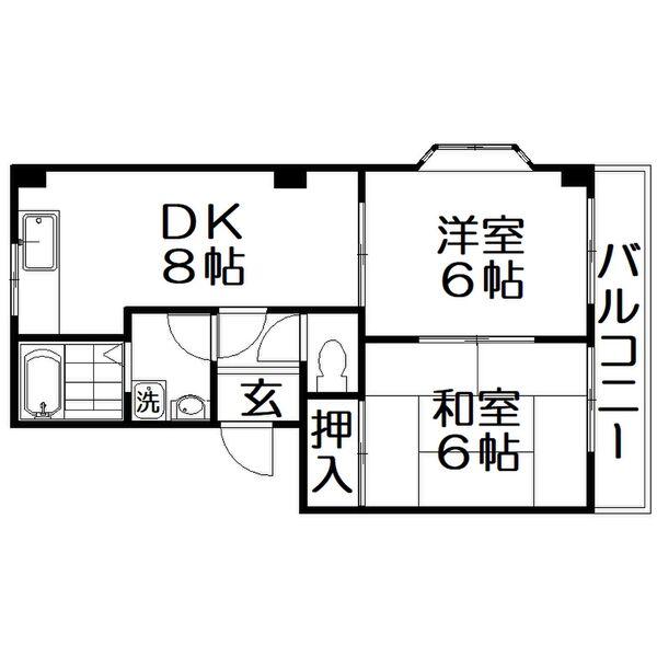 ラルゴ若江(2LDK/1階)の間取り写真