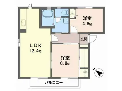 グランシード21B(2LDK/1階)の間取り写真