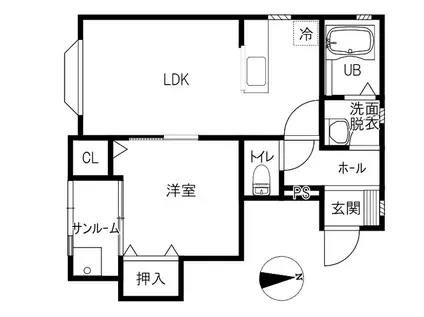 セザンヌ・サニー(1LDK/1階)の間取り写真