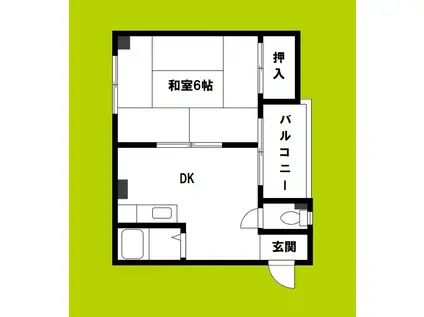 サンシャインE棟(1DK/4階)の間取り写真