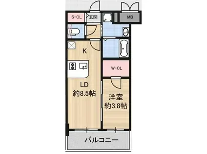 エスリード江坂アルテリア(1LDK/5階)の間取り写真