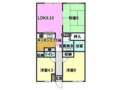 スカイパレス上島ウエスト(3LDK/4階)の間取り写真