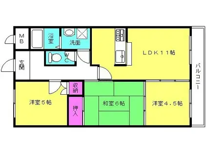 CASAいけざわ(3LDK/3階)の間取り写真