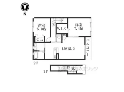 アシスト木津(2LDK/2階)の間取り写真