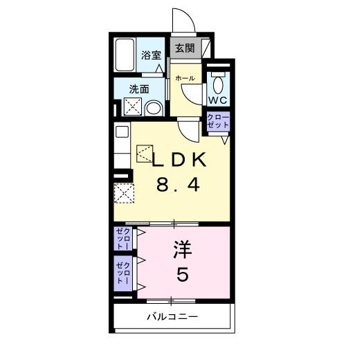 ヒカルサ尼崎神崎町(1LDK/1階)の間取り写真