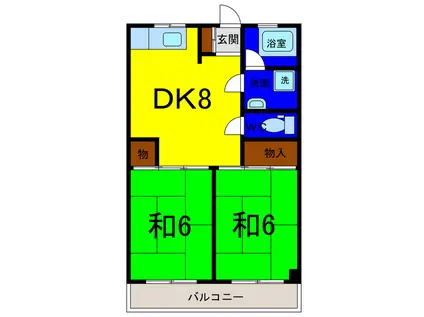 ベルシャトウ白亜(2DK/2階)の間取り写真