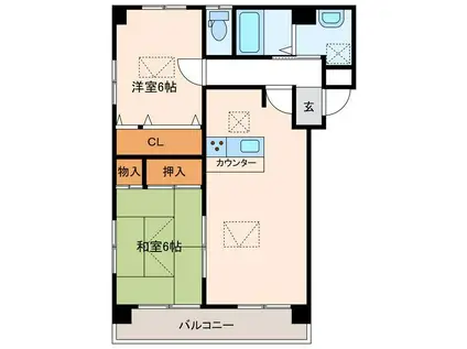 ラフィーネ隼人(2LDK/2階)の間取り写真