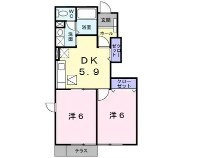 チェスターコートB(2DK/1階)の間取り写真