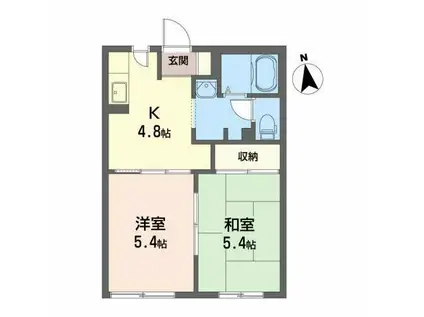 メルベーユ A(2K/1階)の間取り写真