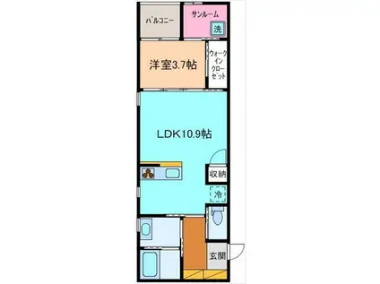 H・Y DESIGN HEIGHTS(1LDK/2階)の間取り写真