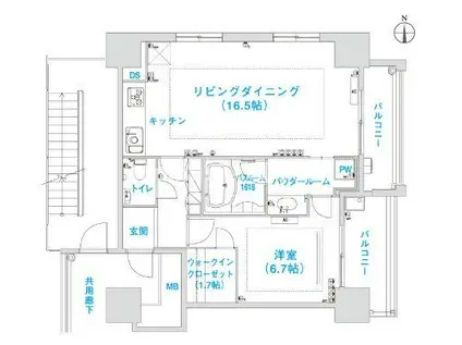 松屋タワー(1LDK/11階)の間取り写真