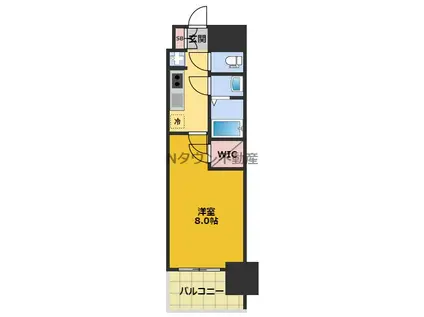 プレサンスジェネ千種内山II(1K/6階)の間取り写真