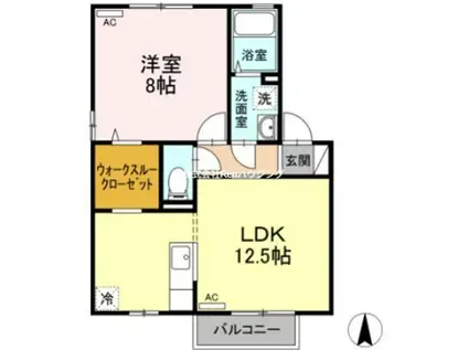 STREAM VILLAGE C棟(1LDK/2階)の間取り写真