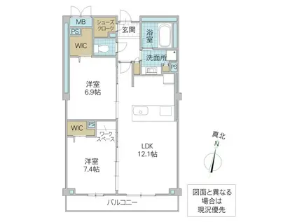 プライム フォレスト 百合ケ丘(2LDK/2階)の間取り写真