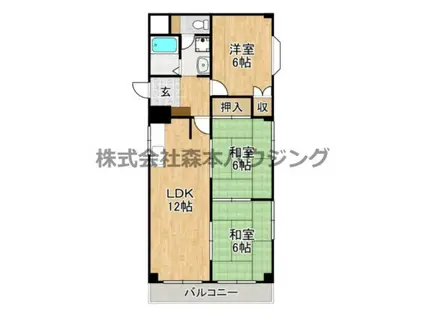 東香里ハーモニープラザ(3LDK/1階)の間取り写真