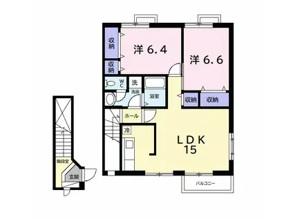 アビターレ・コモドA(2LDK/2階)の間取り写真