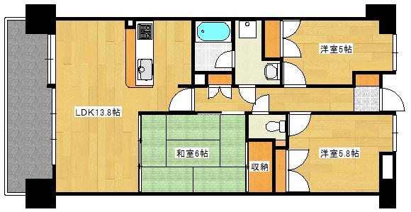 古江パークホームズ(3LDK/6階)の間取り写真