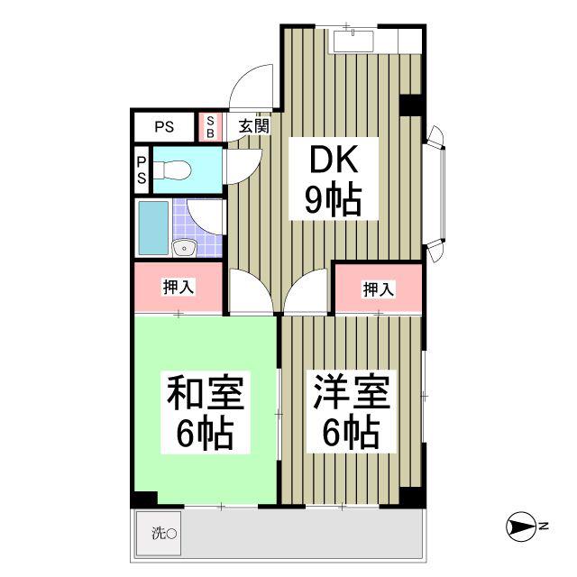パールメゾンシオノ(2DK/2階)の間取り写真