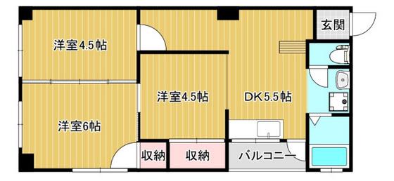 大田ビル(3DK/4階)の間取り写真