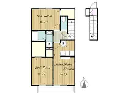 GRACEGARDEN(2LDK/2階)の間取り写真