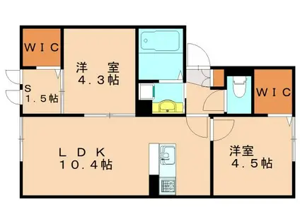 ロイヤルコート紬(2LDK/2階)の間取り写真