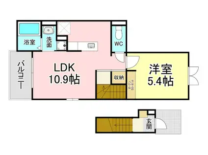 ジュネス引野(1LDK/2階)の間取り写真