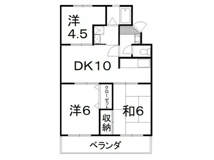 ピュアマンション(3DK/4階)の間取り写真