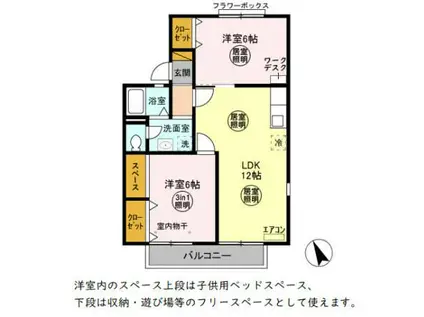 エクレール五井西B(2LDK/2階)の間取り写真