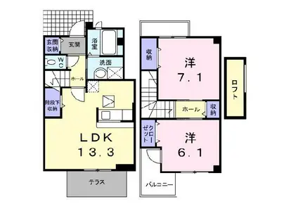 コンフォート浅古II(2LDK/1階)の間取り写真