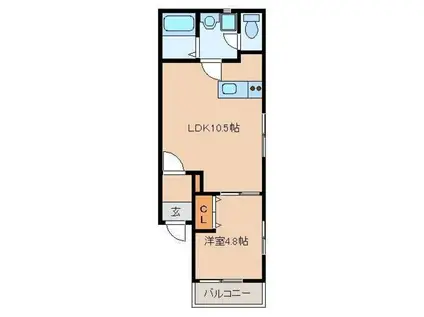 リテラ博多イーストIII(1LDK/1階)の間取り写真