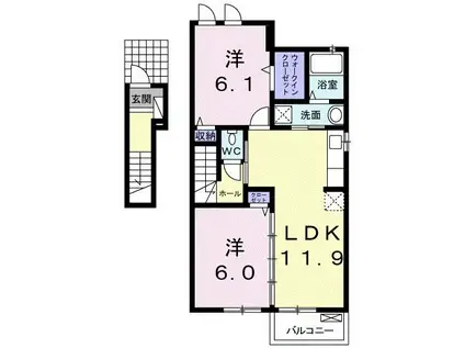 フロンティアII(2LDK/2階)の間取り写真