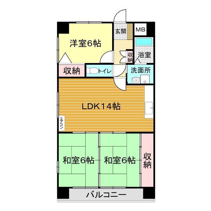 ウィンベル勝山Ⅱ(3LDK/4階)の間取り写真