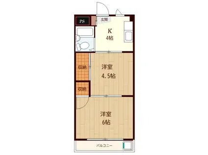 シャトール前川(2K/1階)の間取り写真