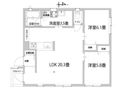 アトリアA(2LDK/2階)の間取り写真